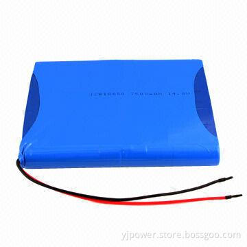 14.8V/7500mAh Li-ion 18650 Battery Pack with 18.8 x 110 x 133mm Size, Weighs 548g
